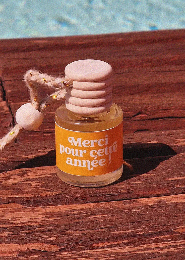Diffuseur de parfum pour voiture - senteur Fleur de tiaré "Merci pour cette année !" 