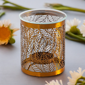 Brûle-parfum en métal - Feuilles d'or