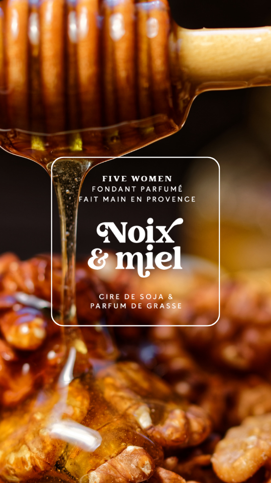 Illustration gourmande de la senteur Noix et miel